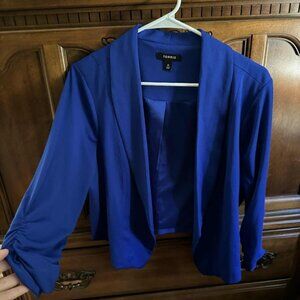 Torrid Light Crepe Ruched Sleeve Electric Blue Blazer Size 0